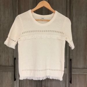 J.Crew Cream SS Sweater with detail